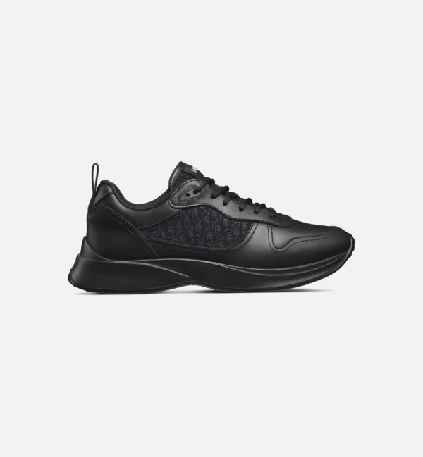 B25 Runner Sneaker Glattes Kalbsleder in Schwarz