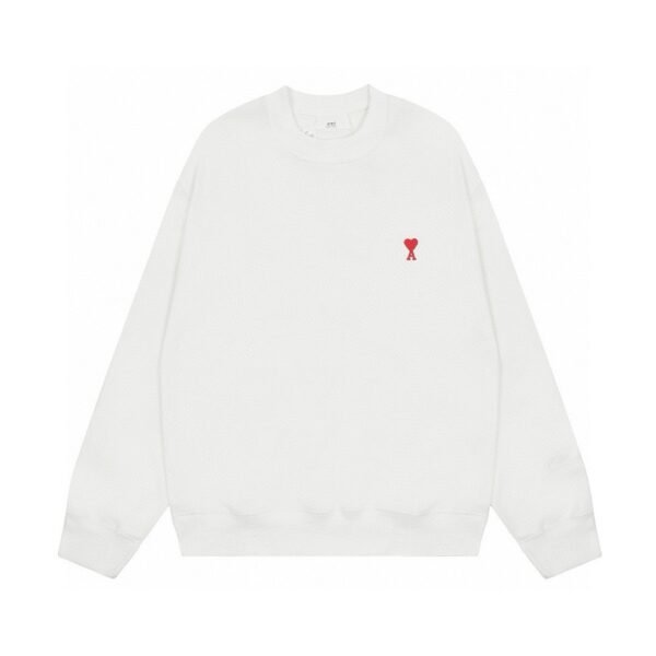 AMI Paris Red ADC Crewneck Sweater White