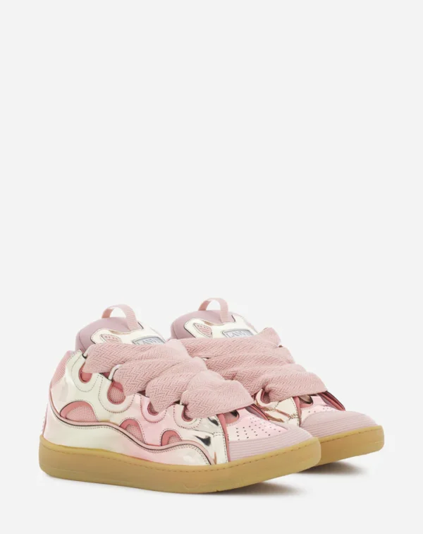 Curb Sneakers In Metallic Leather Dusty Rose - Image 3