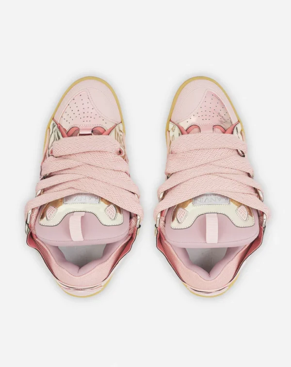 Curb Sneakers In Metallic Leather Dusty Rose - Image 4