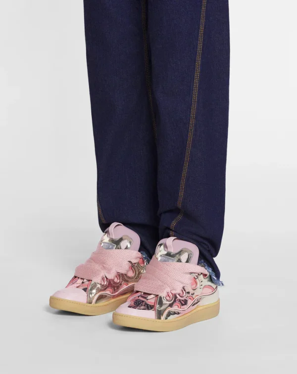 Curb Sneakers In Metallic Leather Dusty Rose - Image 2