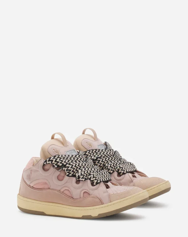 Leather Curb Sneakers Pale Pink - Image 2