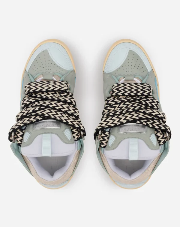 Leather Curb Sneakers Pale Blue - Image 3