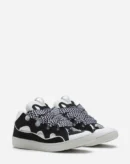 Leather Curb Sneakers Black/White