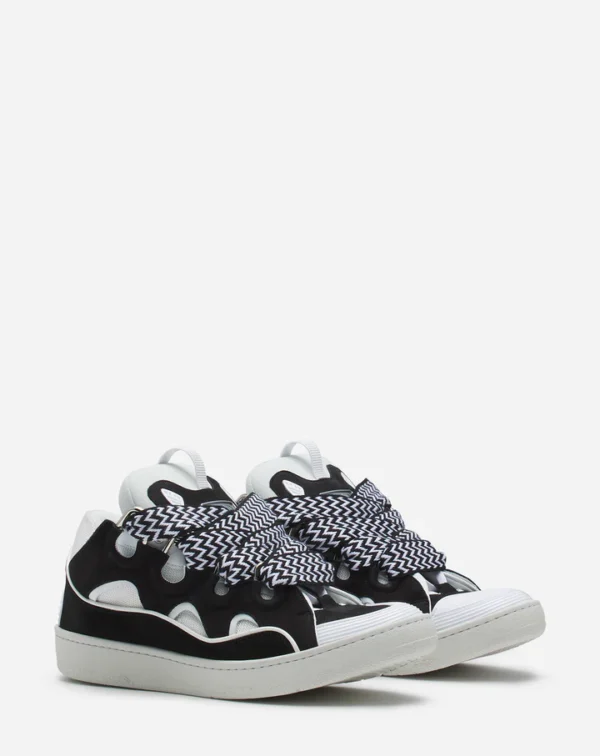 Leather Curb Sneakers Black/White - Image 2
