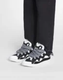 Leather Curb Sneakers Black/White