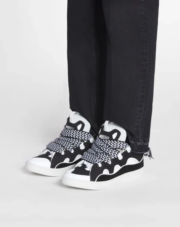 Leather Curb Sneakers Black/White - Image 6