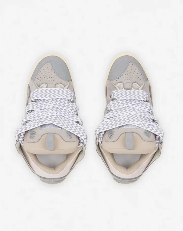 Leather Curb Sneakers Grey - Image 4