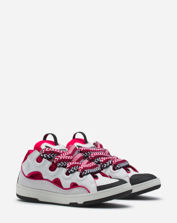 Leather Curb Sneakers Red/White - Image 2