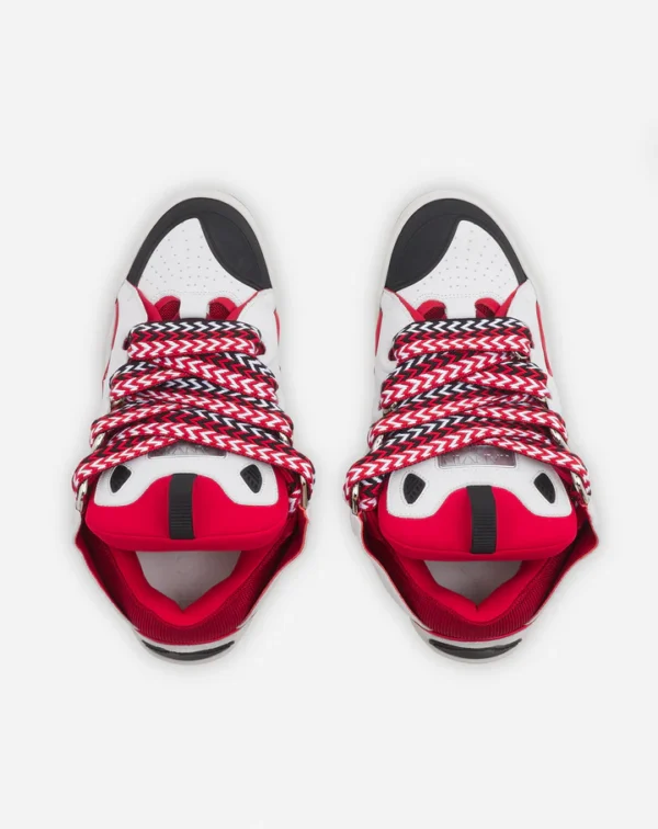 Leather Curb Sneakers Red/White - Image 3