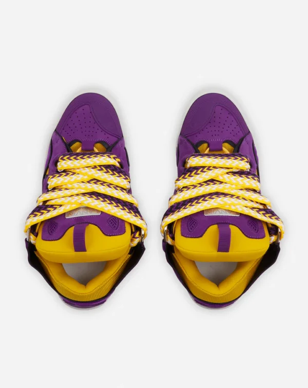 Leather Curb Sneakers Purple/Yellow - Image 3