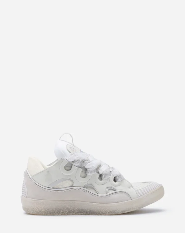 Leather Curb Sneakers White - Image 7