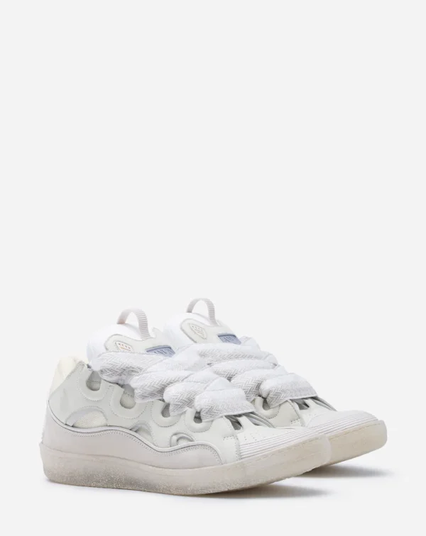 Leather Curb Sneakers White - Image 2