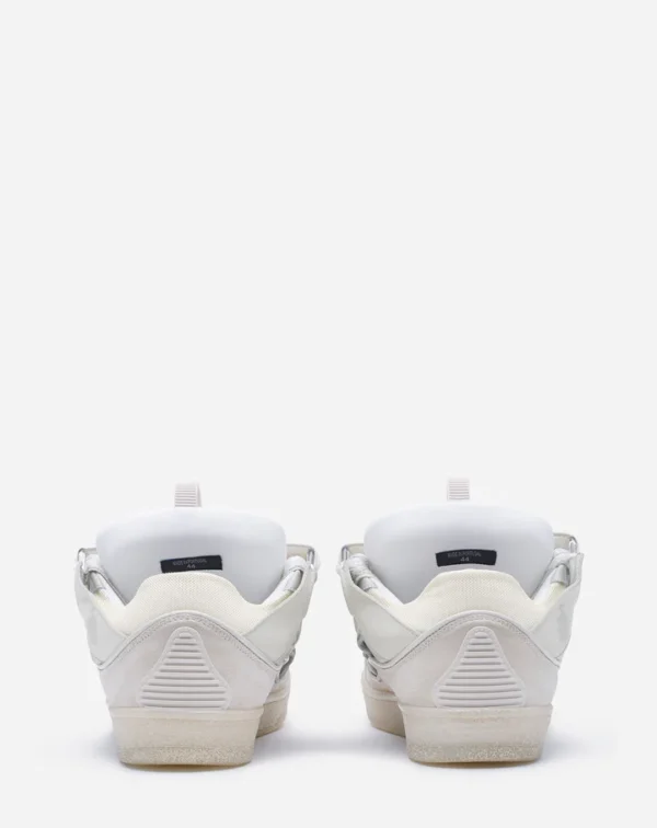Leather Curb Sneakers White - Image 4