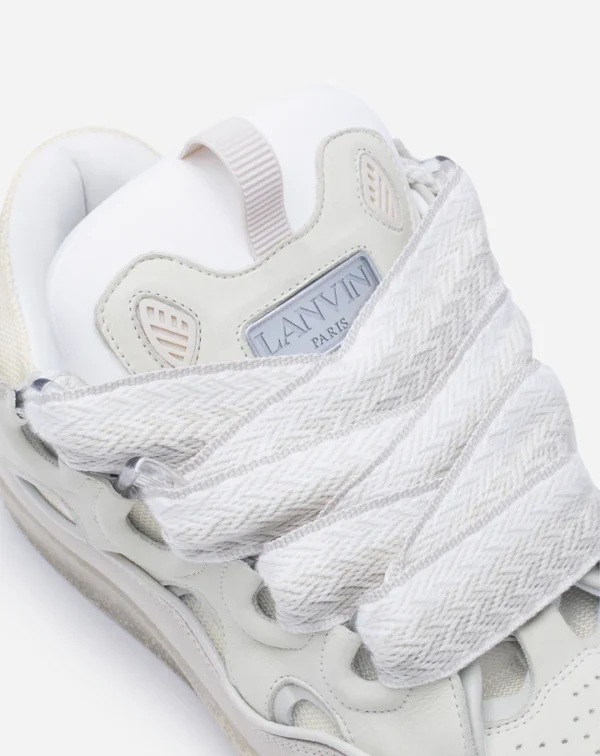 Leather Curb Sneakers White - Image 5