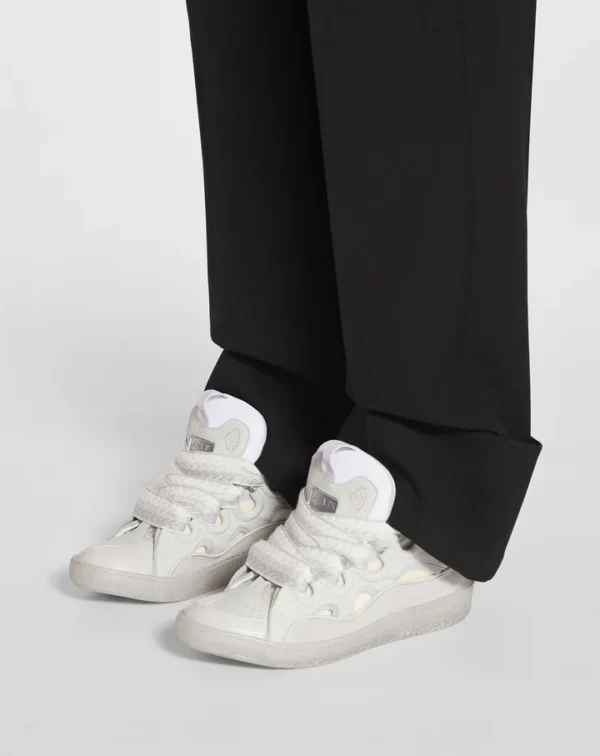 Leather Curb Sneakers White - Image 6