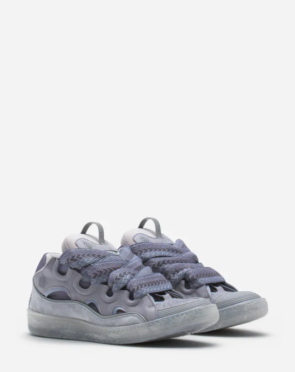 Leather Curb Sneakers Light Grey - Image 2