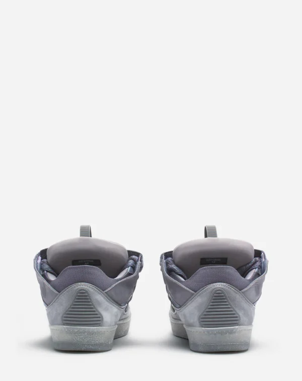 Leather Curb Sneakers Light Grey - Image 4