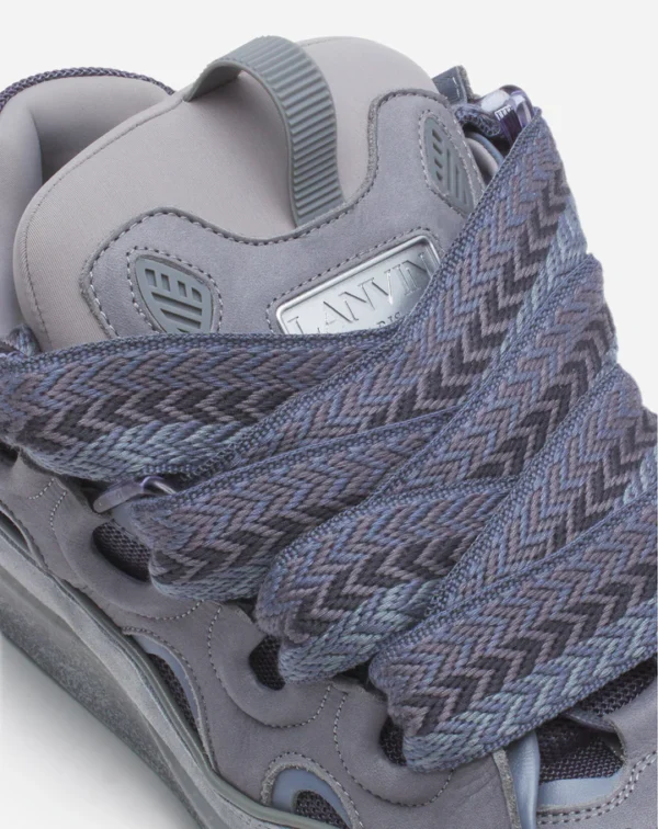 Leather Curb Sneakers Light Grey - Image 5