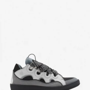 Leather Curb Sneakers White/Anthracite