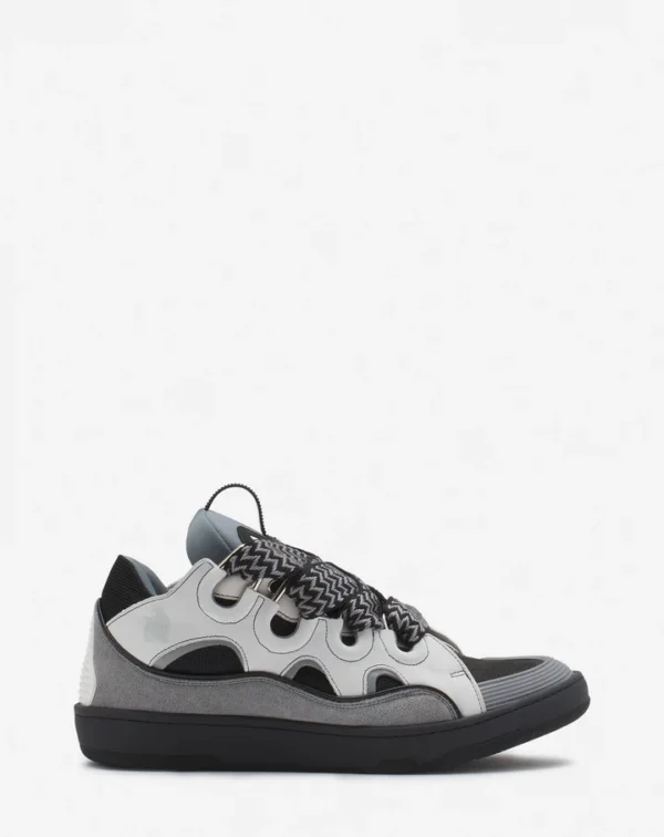 Leather Curb Sneakers White/Anthracite