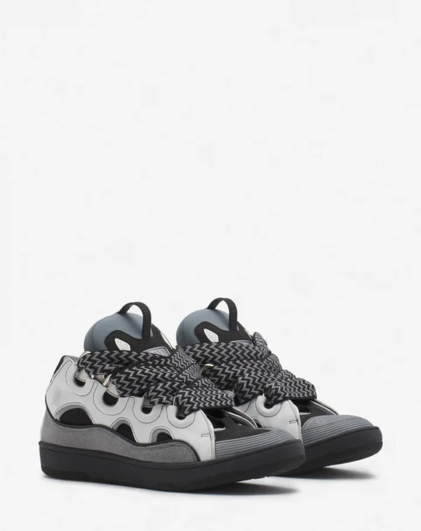 Leather Curb Sneakers White/Anthracite - Image 2