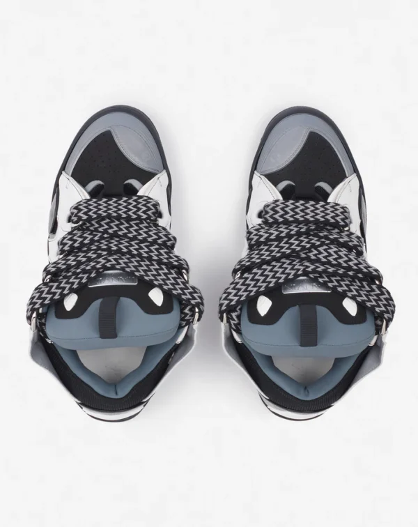 Leather Curb Sneakers White/Anthracite - Image 3