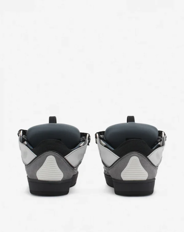 Leather Curb Sneakers White/Anthracite - Image 4