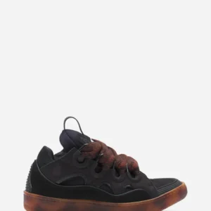 Leather Curb Sneakers Dark Brown