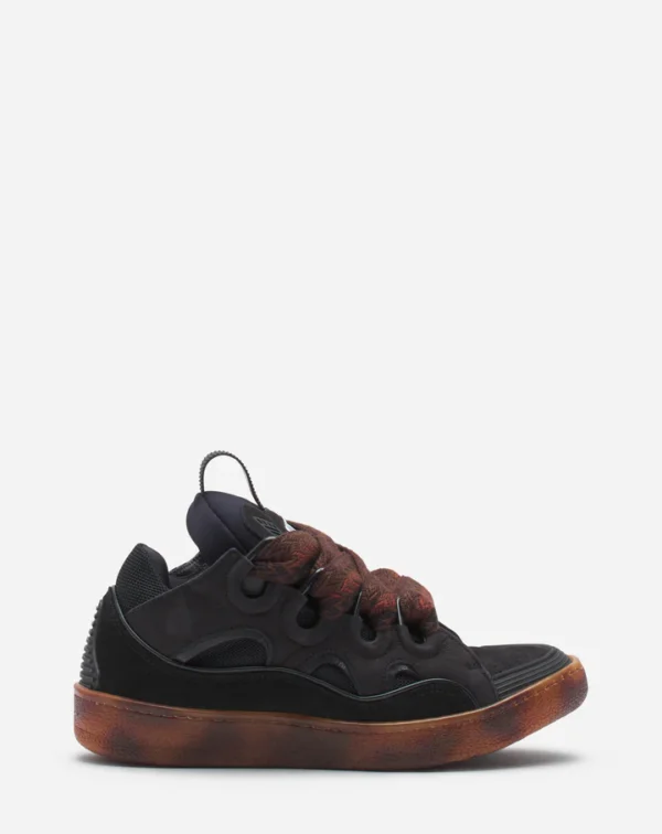 Leather Curb Sneakers Dark Brown