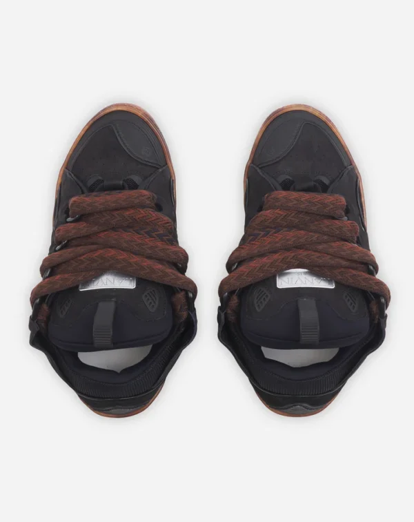 Leather Curb Sneakers Dark Brown - Image 3