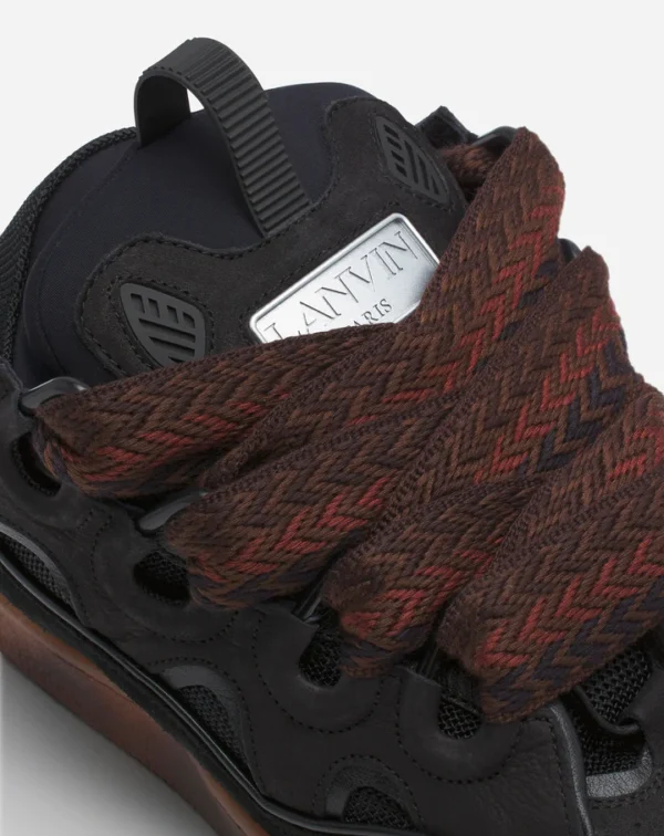 Leather Curb Sneakers Dark Brown - Image 5