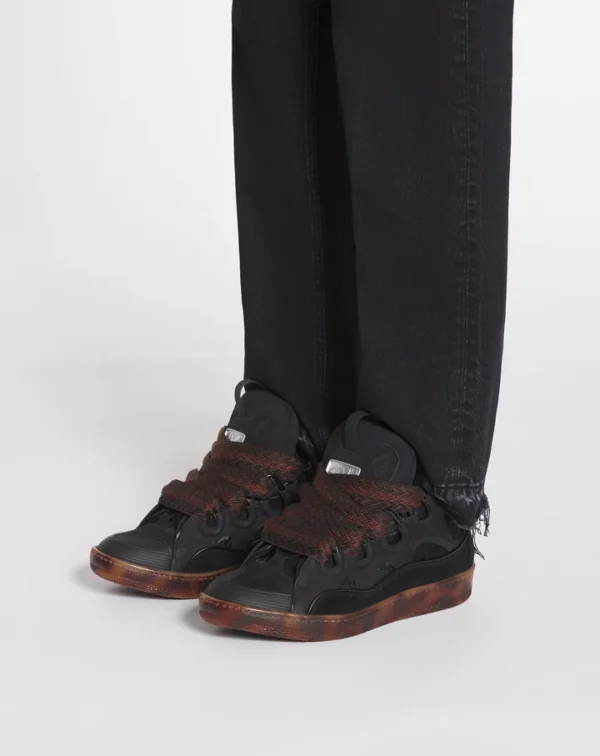 Leather Curb Sneakers Dark Brown - Image 6
