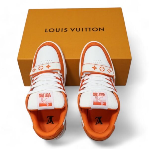 LV Trainer Sneaker White/Orange - Image 6