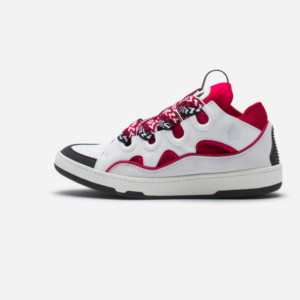 Leather Curb Sneakers Red/White