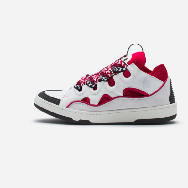 Leather Curb Sneakers Red/White