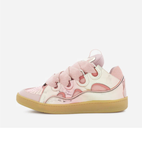 Curb Sneakers In Metallic Leather Dusty Rose
