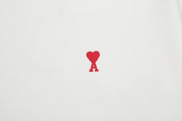 AMI Paris Red ADC Crewneck Sweater White - Image 4
