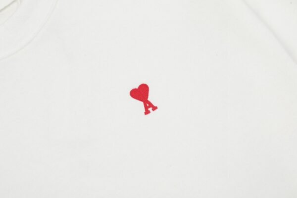 AMI Paris Red ADC Crewneck Sweater White - Image 5
