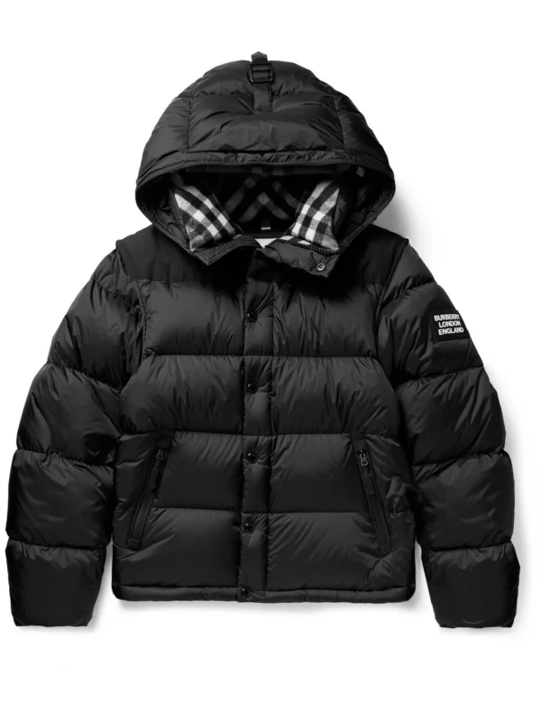 Burberry Hooded Quilted Nylon Down Jacket With Detachable Sleeves